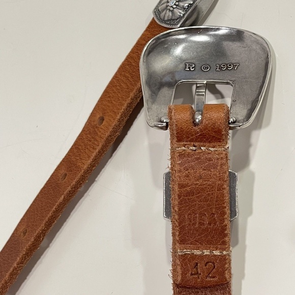 Women’s Genuine Brown Leather Western Belt Floral Buckle Gem Made in USA Cowgirl main image 4
